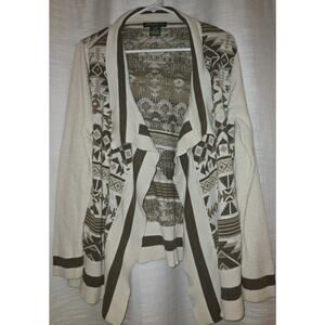 Eddie Bauer Southwestern Open Drape Front Cardigan Sweater Western Aztec Size XL